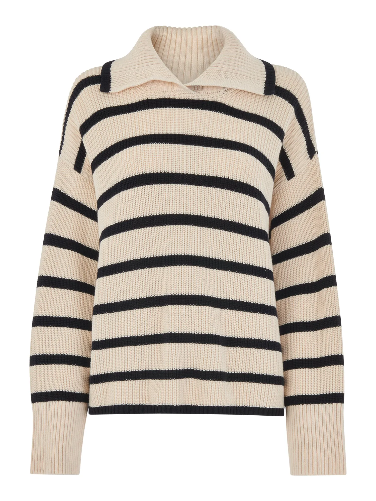 Rib Stripe Collar Sweater