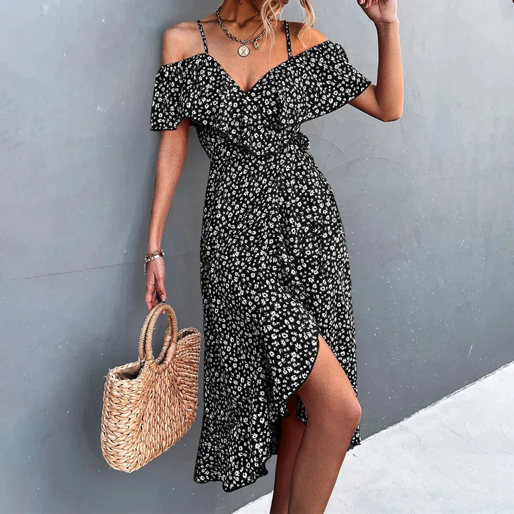 Sexy Summer Vacation Fashion Long Beach Slim Elegant Sun Vintage Dress