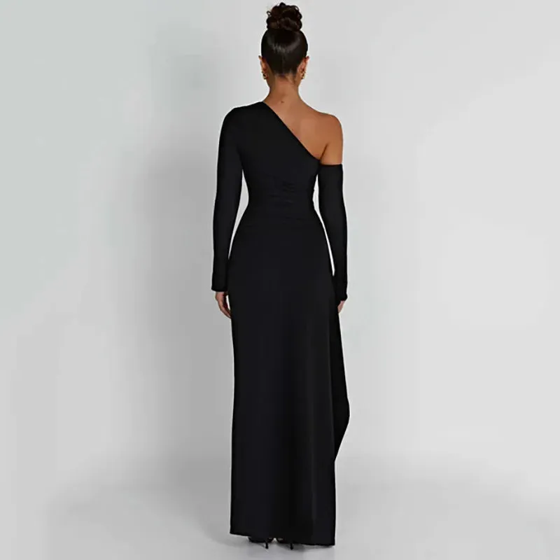 Sleeve Dresses Maxi Long Off Shoulder Women Sexy Club Party Dress