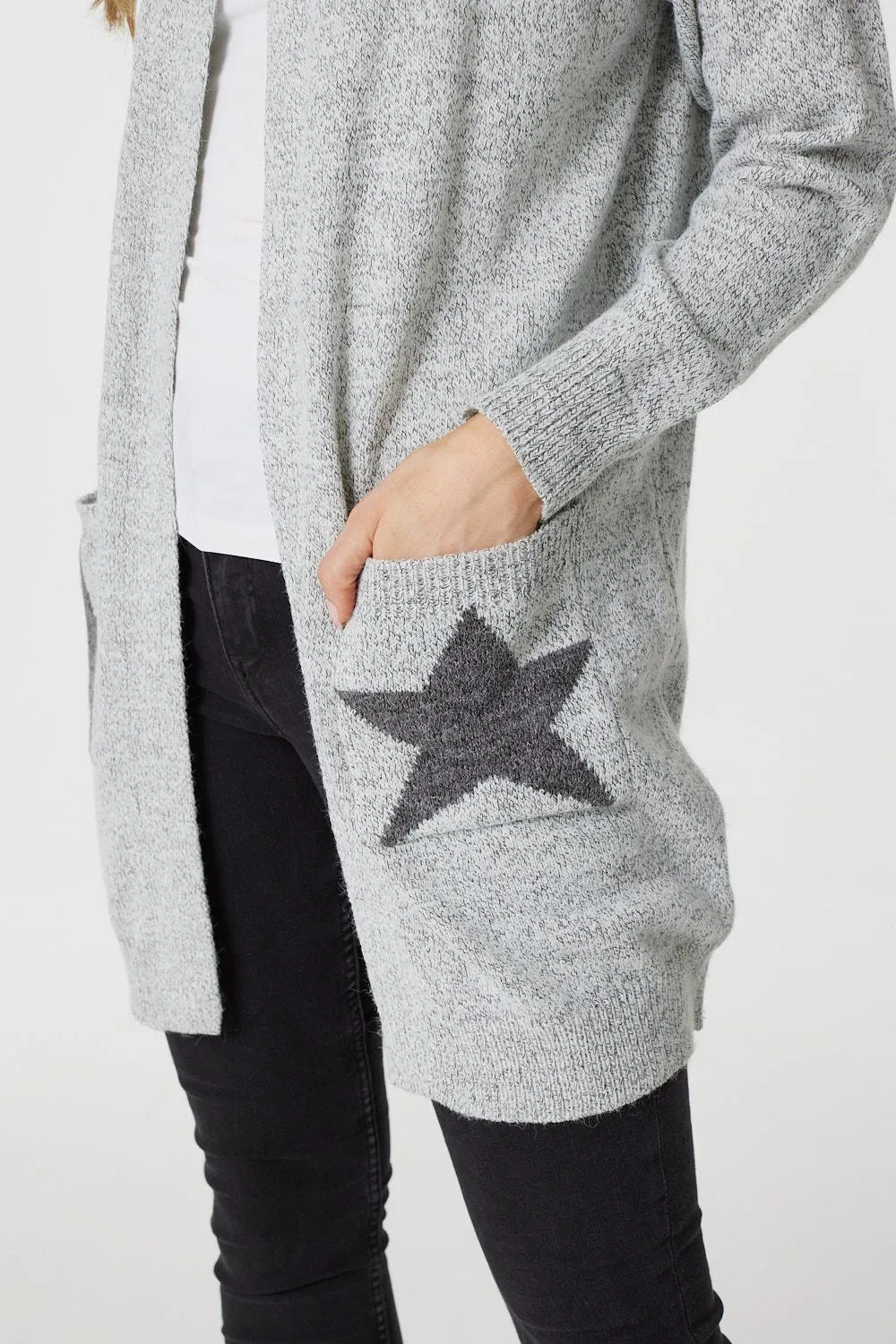 Star Print Hooded Cardigan