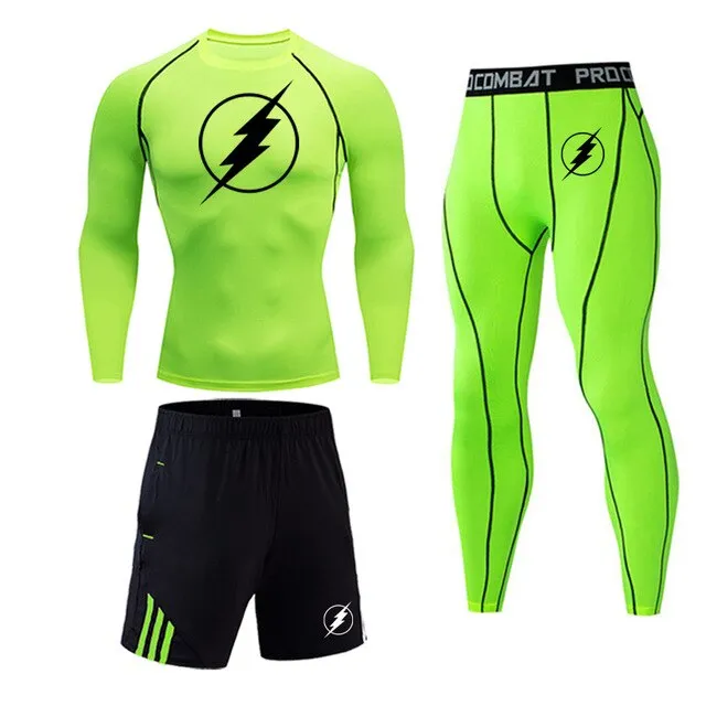 Super hero flash Quick-drying Compression Men Sports Suit