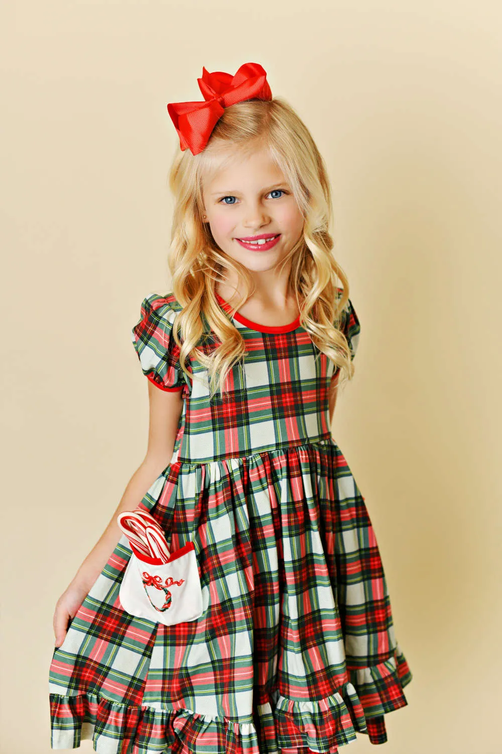 Swoon Baby Clothing Perfectly Plaid Embroidery Pocket Dress