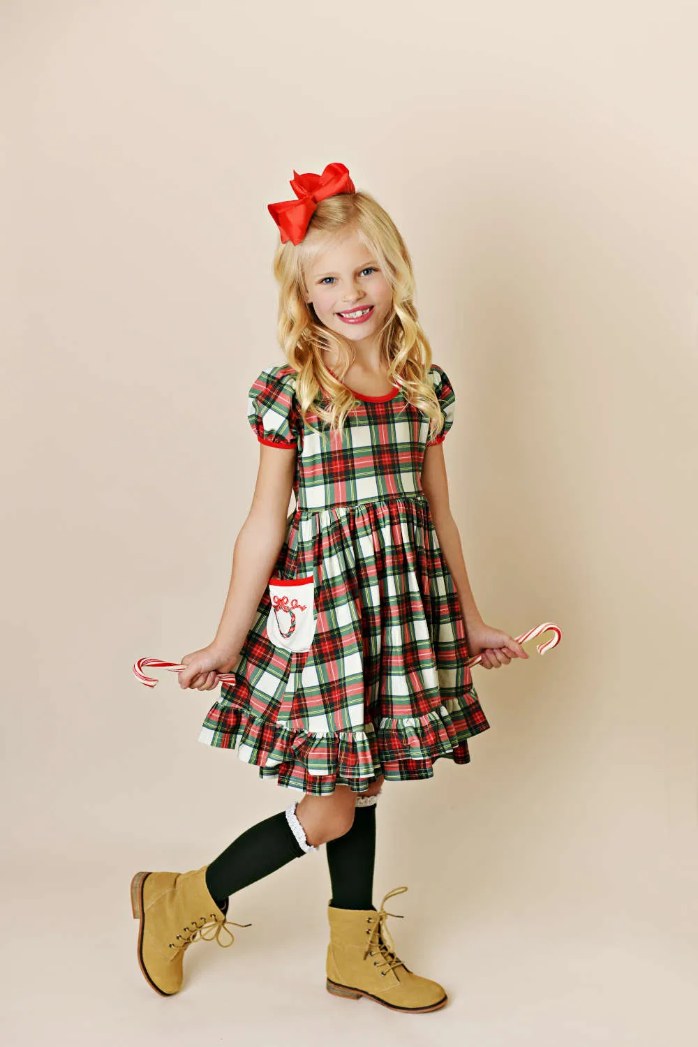 Swoon Baby Clothing Perfectly Plaid Embroidery Pocket Dress