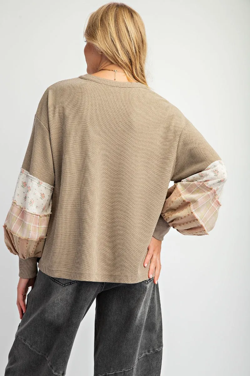 Thermal mineral washed knit pullover