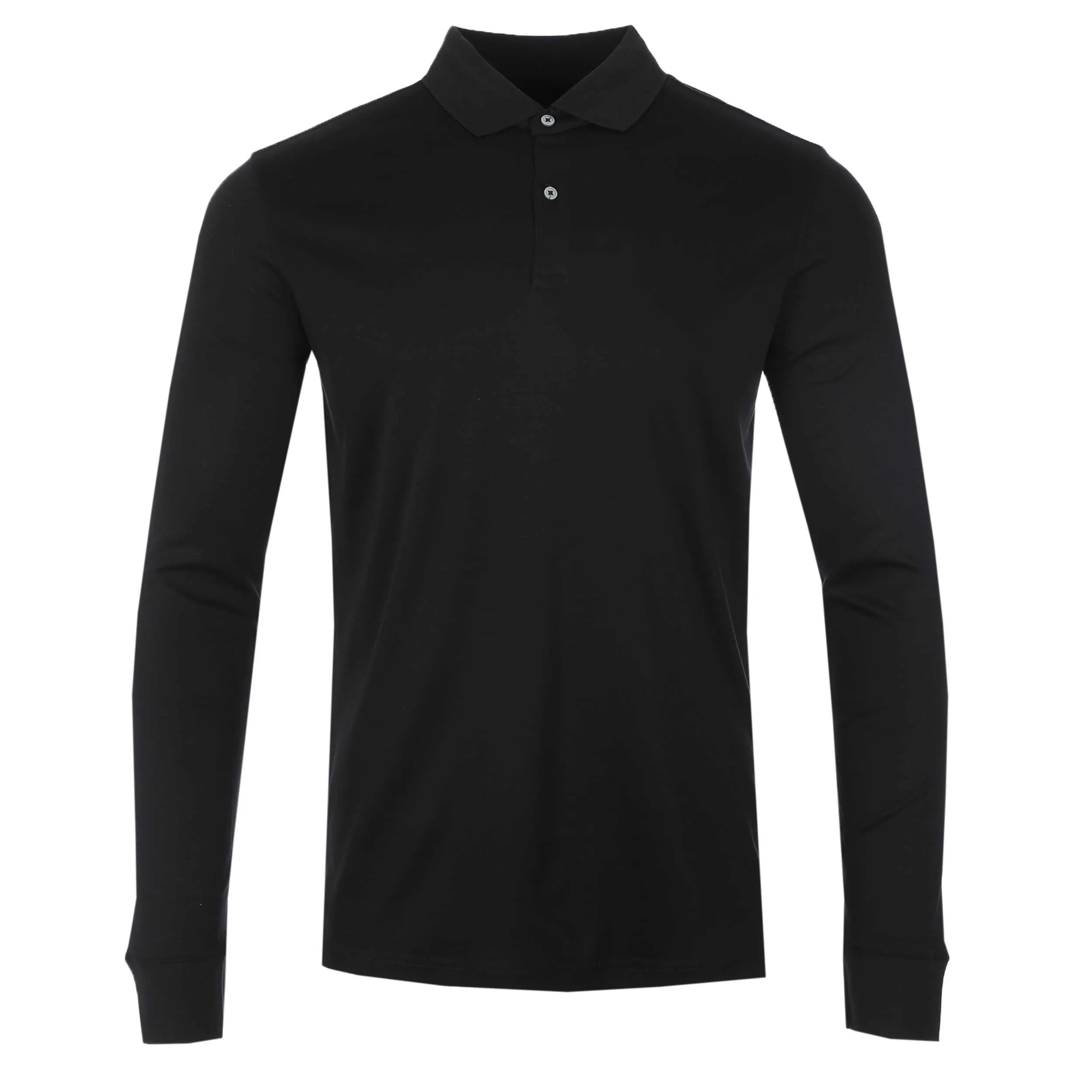 Thomas Maine Lux Comfort 2-Button Polo Shirt in Classic Black