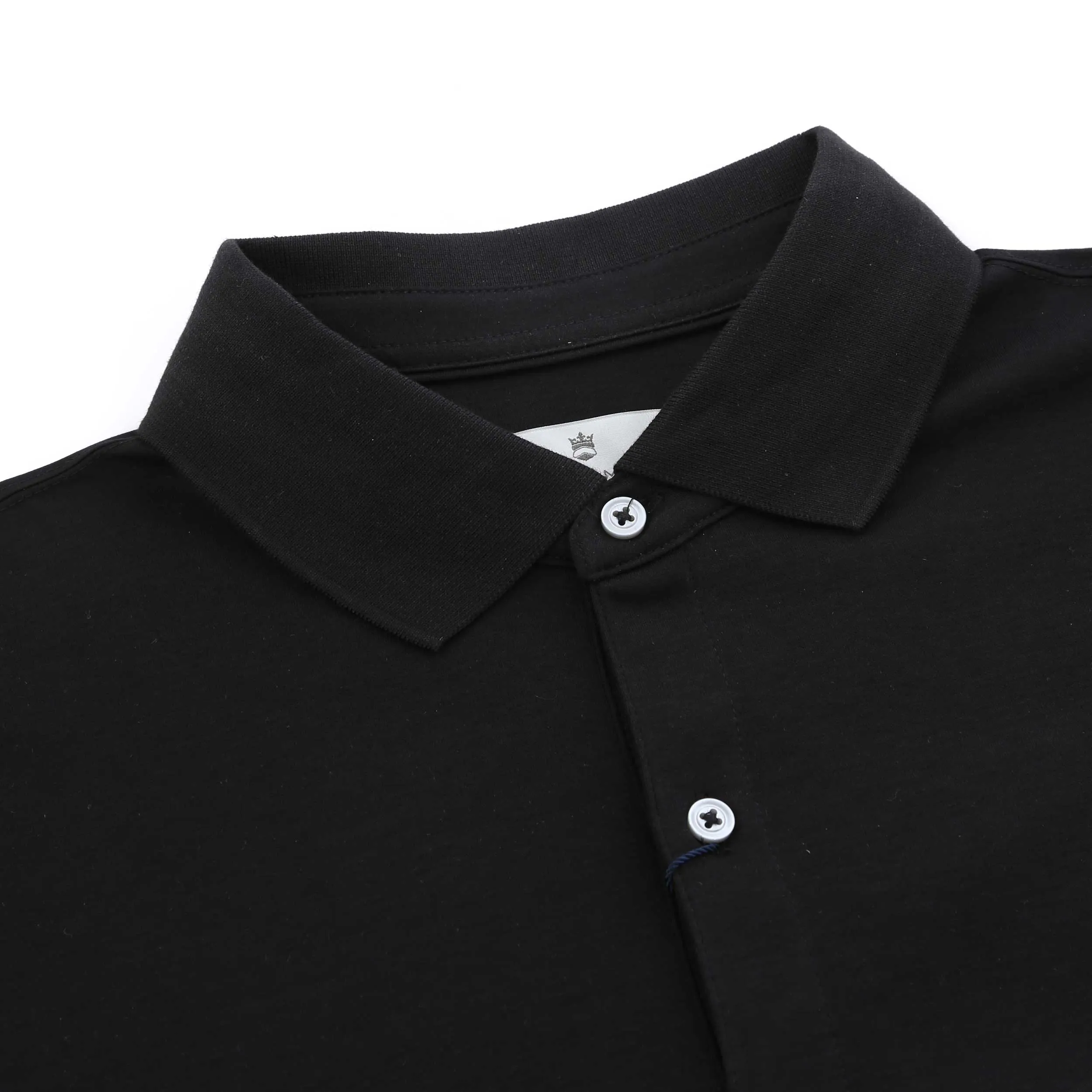 Thomas Maine Lux Comfort 2-Button Polo Shirt in Classic Black