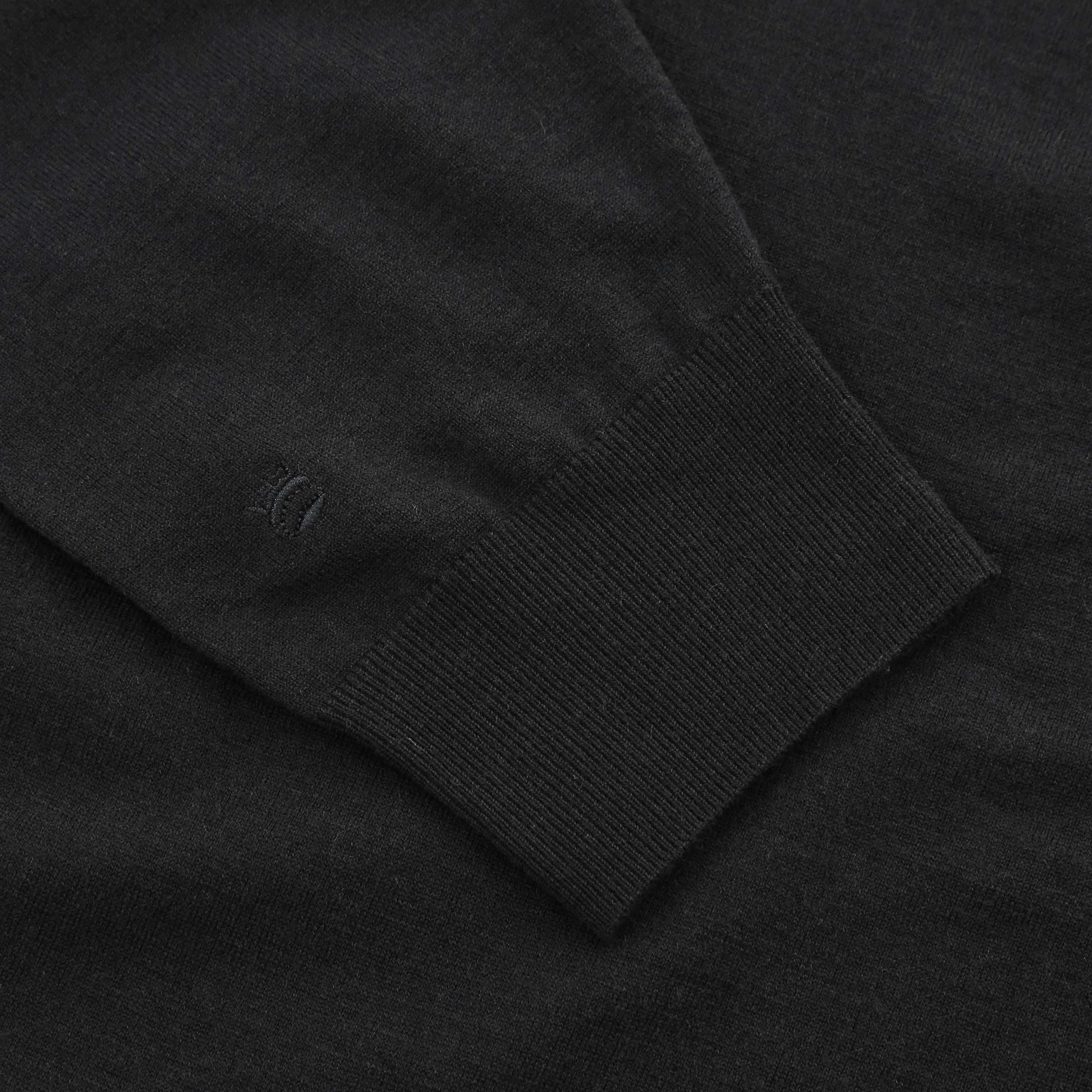 Thomas Maine Zip Knit Polo Shirt in Black