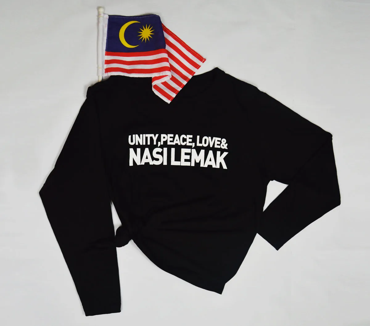 #Unity Tee - Unity, Peace, Love & Nasi Lemak - Long Sleeve TShirt - Unisex - Black