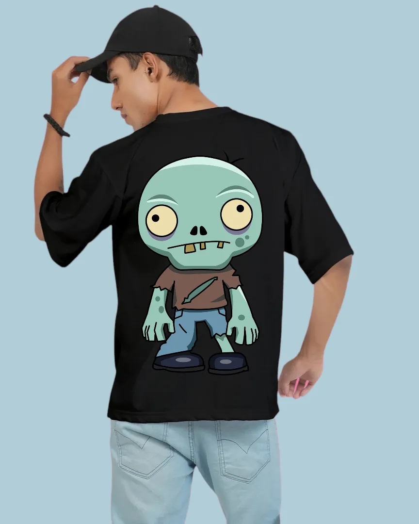 Zombie Printed Black Oversized T-shirt